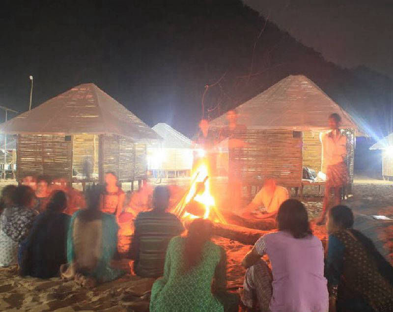 Campfire at Kolluru Huts